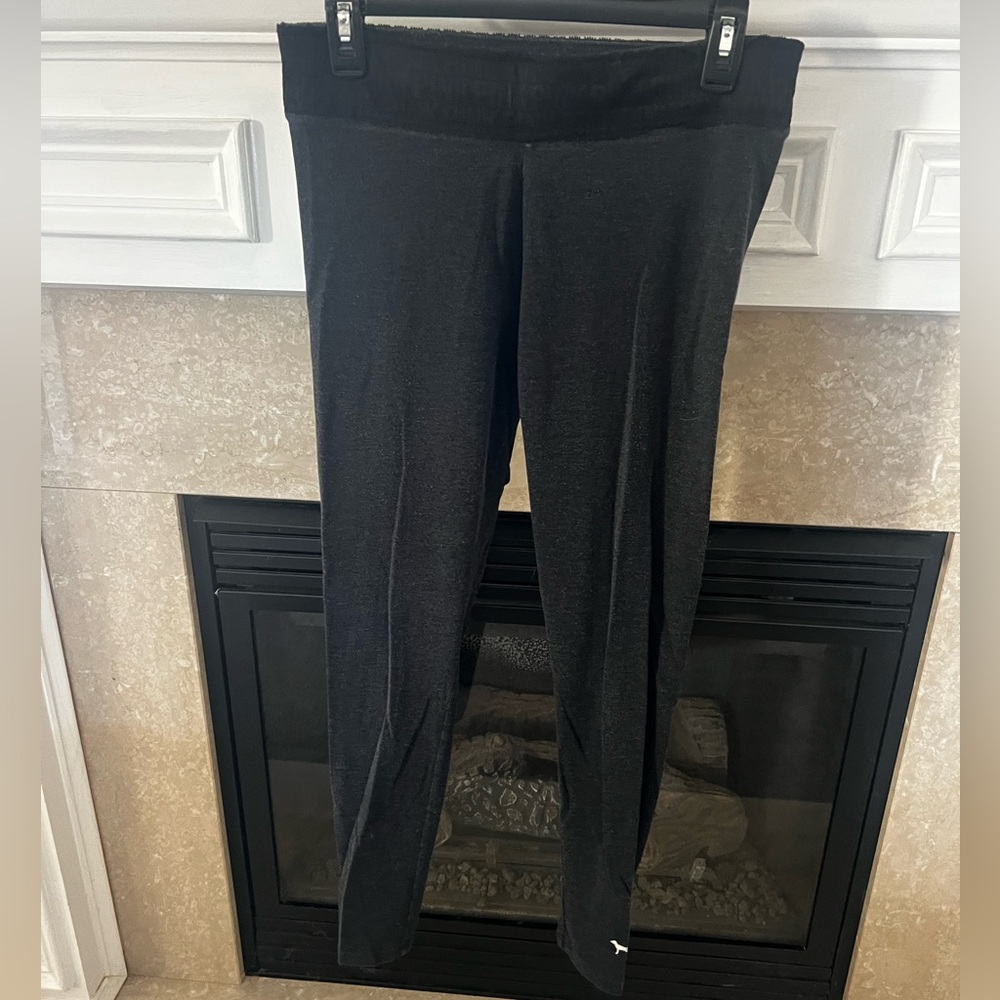 Grey Victoria’s Secret pink leggings with black lace trim